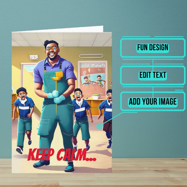 Keep Calm Janitor Custodian Birthday Card (This fun card is specifically for the custodian friend in your life.)