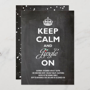 Keep Calm & Jingle On Rustic Holiday Party Invite