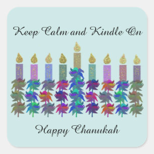 Keep Calm Kindle On Chanukah Square Sticker