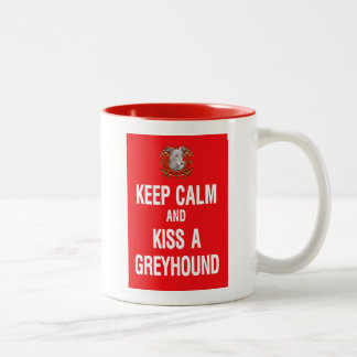 Keep Calm Kiss Greyhound Two-Tone Coffee Mug