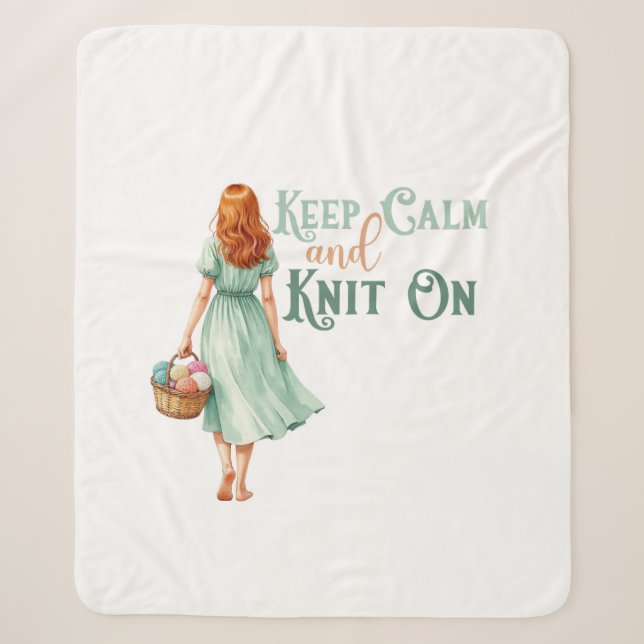 Keep Calm & Knit On Blanket (Front)