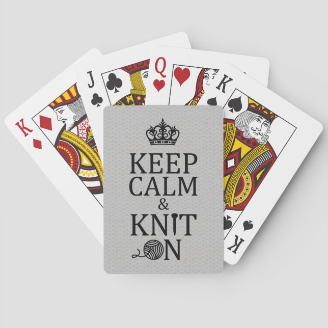 Keep Calm Knit On Crafts Light Playing Cards (Back)