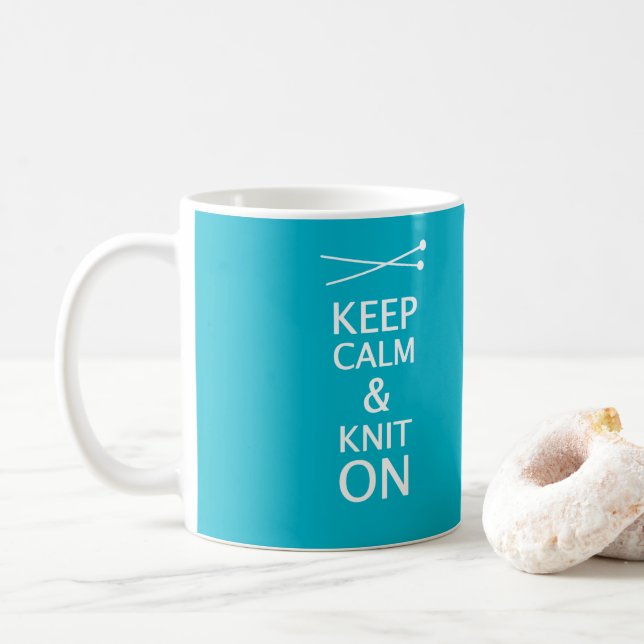 Keep Calm Knit On {Dark} Coffee Mug (With Donut)