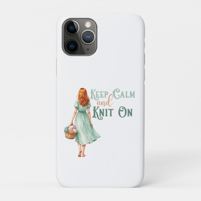 Keep Calm & Knit On iPhone Case  (Back)
