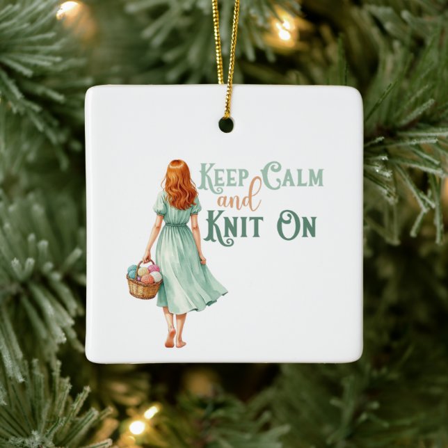 Keep Calm & Knit On Ornament (Tree)