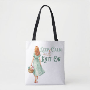 Keep Calm & Knit On Tote Bag
