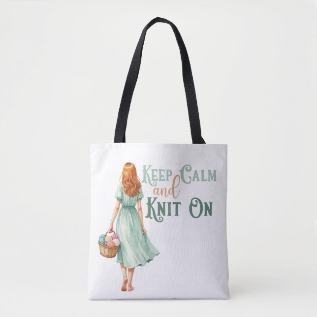 Keep Calm & Knit On Tote Bag (Front)
