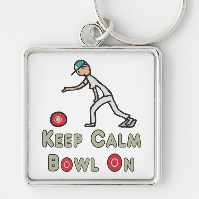 Keep Calm Lawn Bowls Key Ring (Front)