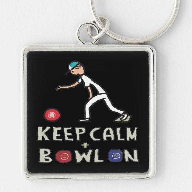 Keep Calm Lawn Bowls Key Ring (Front)