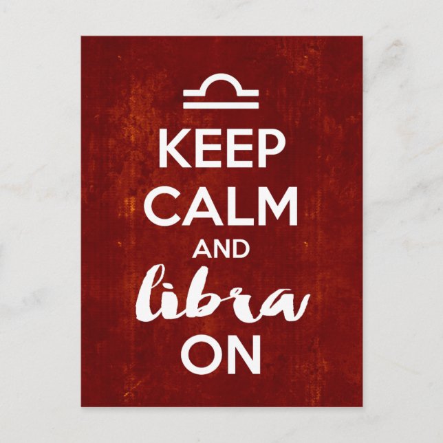 Keep Calm Libra On Birthday Astrology Postcard (Front)