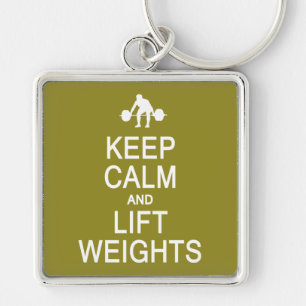 Keep Calm & Lift Weights custom colour key chain