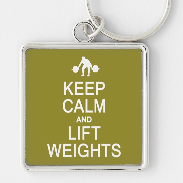 Keep Calm & Lift Weights custom colour key chain (Front)