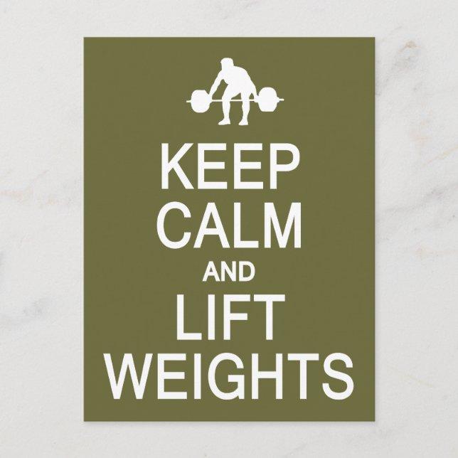 Keep Calm & Lift Weights custom colour postcard (Front)