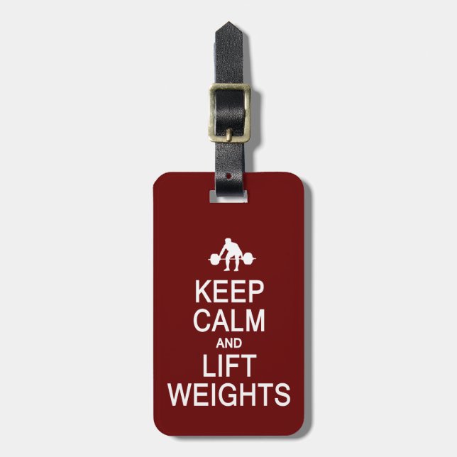 Keep Calm & Lift Weights custom luggage tag (Front Vertical)