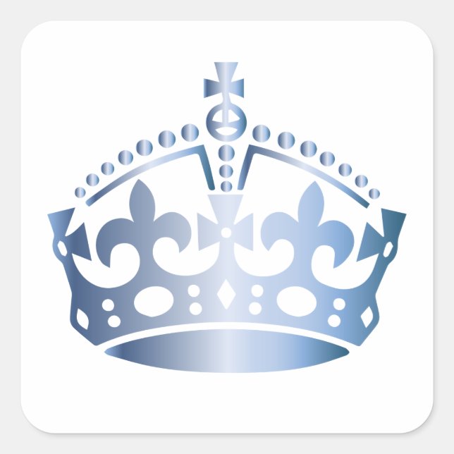 Keep Calm Light Blue Crown - Change background Square Sticker (Front)