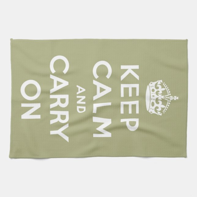 Keep Calm Light Green Tea Towel (Horizontal)