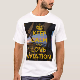 Keep Calm love Aviation Club airliner white T-Shir T-Shirt