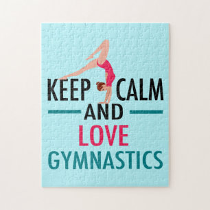 Keep Calm Love Gymnastics Beautiful Gymnast Jigsaw Puzzle