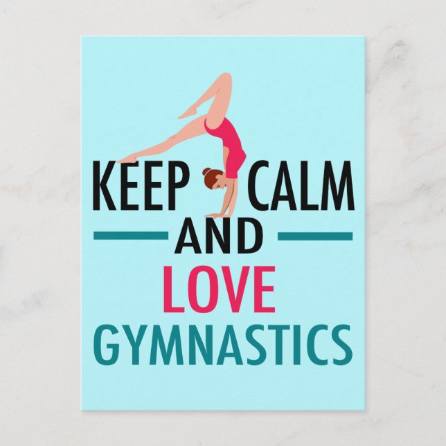 Keep Calm Love Gymnastics Beautiful Gymnast Postcard (Front)
