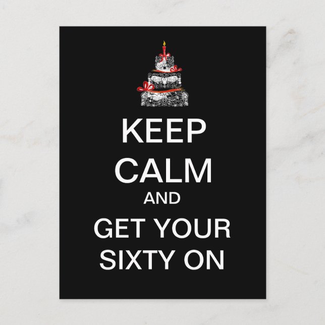 KEEP CALM Mod 60th Birthday Postcard (Black) (Front)