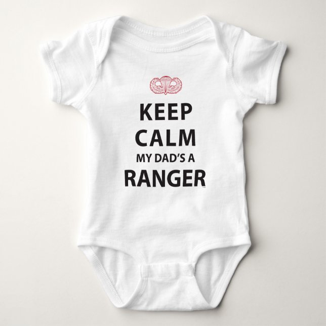 KEEP CALM MY DAD'S A RANGER BABY BODYSUIT (Front)