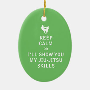 Keep Calm or i'll Show You My JiuJitsu Skills Ceramic Tree Decoration