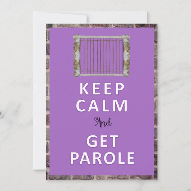 KEEP CALM PAROLE -JAILMATECARDS.CO.UK - GOOD LUCK CARD (Front)