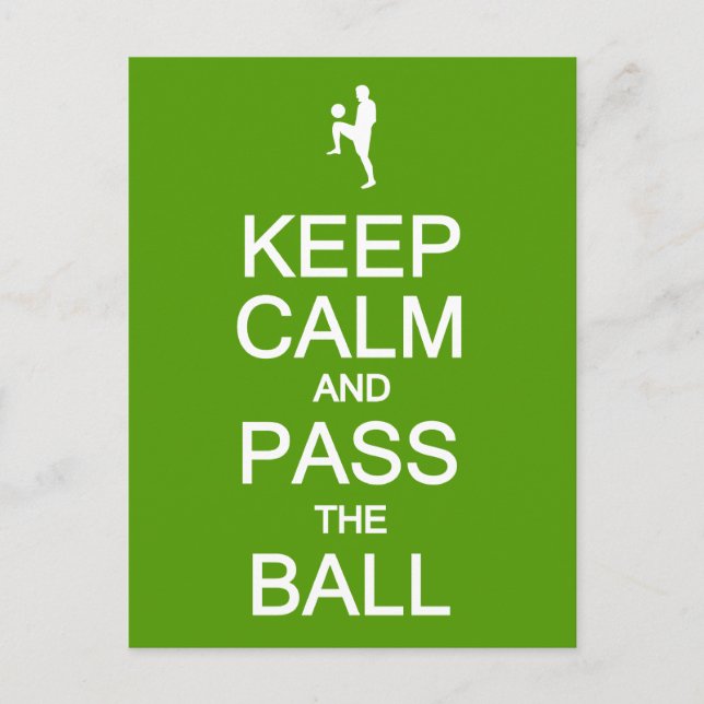 Keep Calm & Pass The Ball postcard, customise Postcard (Front)