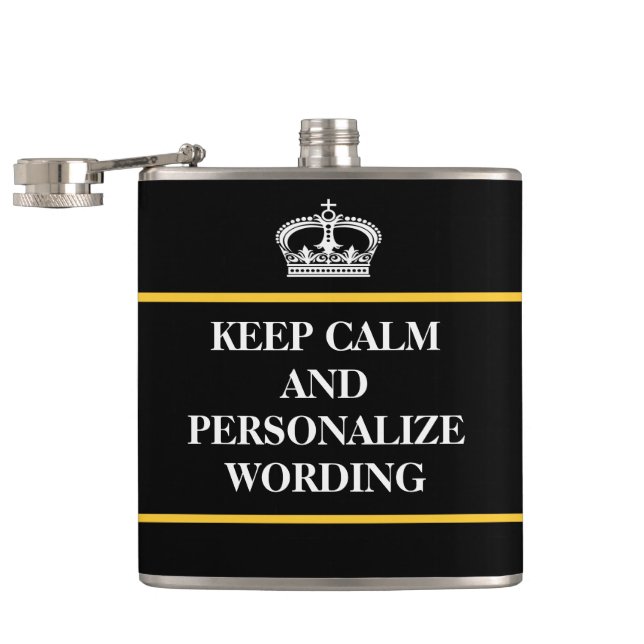 Keep Calm Personalise online template Hip Flask (Opened)
