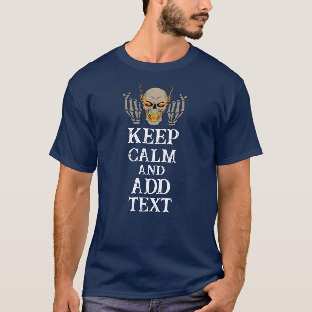 Keep Calm Personalised photo and text Navy blue T-Shirt (Front)