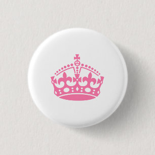 Keep calm pink victory crown 3 cm round badge