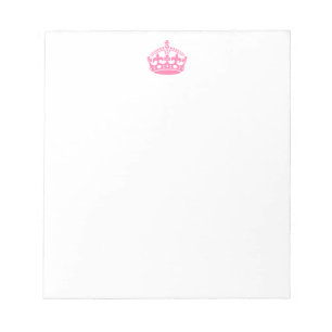 Keep calm pink victory crown notepad