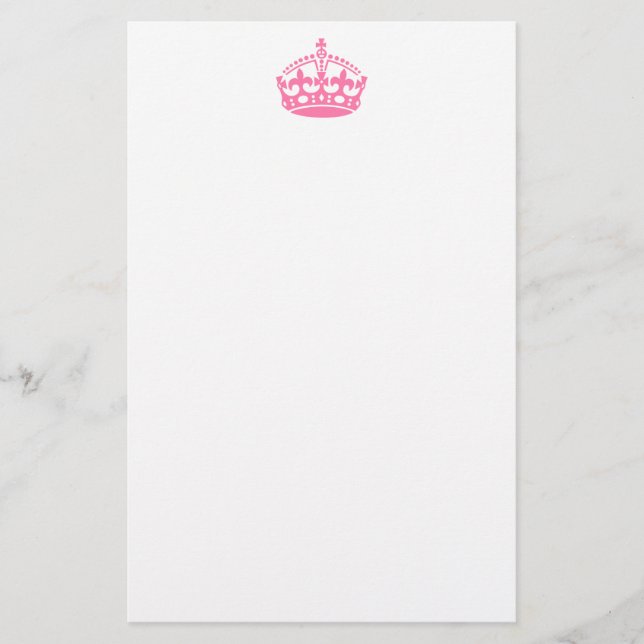 Keep calm pink victory crown stationery (Front)