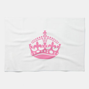 Keep calm pink victory crown tea towel