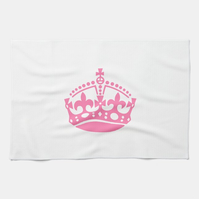 Keep calm pink victory crown tea towel (Horizontal)