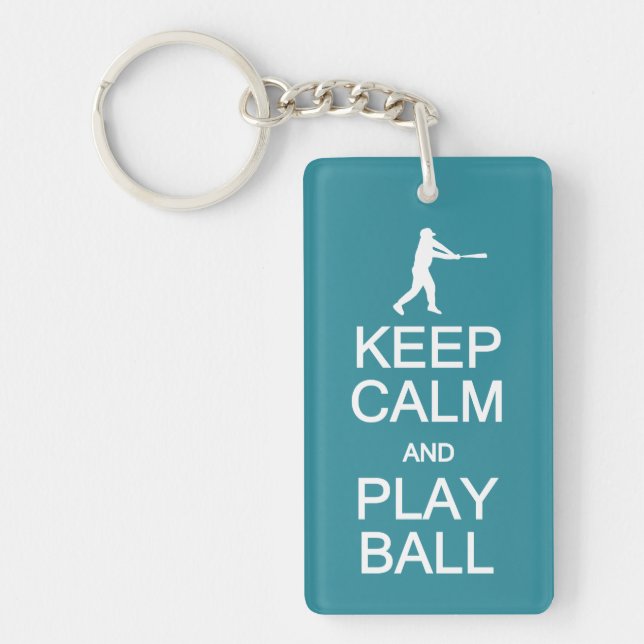 Keep Calm & Play Ball custom key chain (Front)
