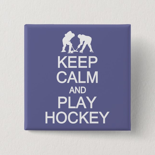Keep Calm & Play Hockey custom colour button (Front)