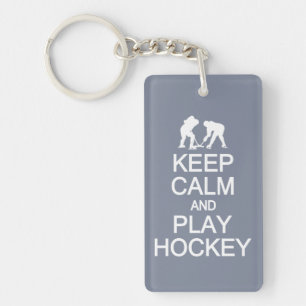 Keep Calm & Play Hockey custom colour key chain