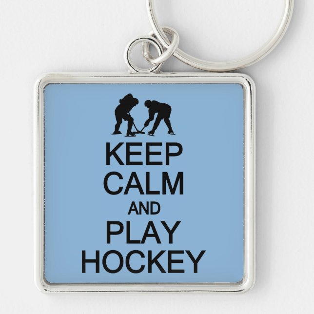 Keep Calm & Play Hockey custom colour key chain (Front)