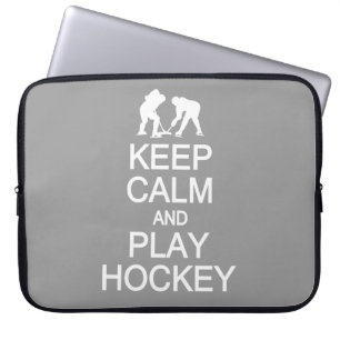 Keep Calm & Play Hockey custom colour laptop Sleeve