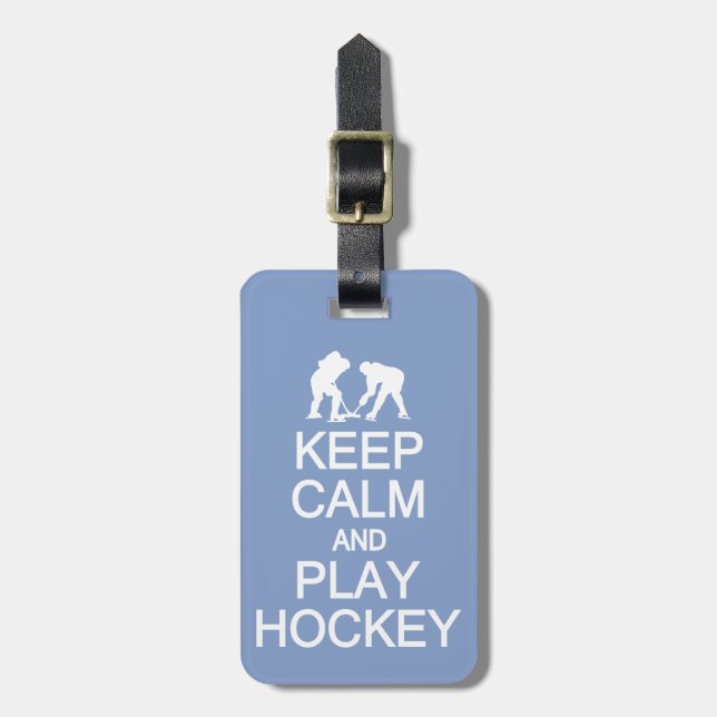 Keep Calm & Play Hockey custom luggage tag (Front Vertical)