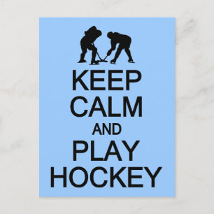 Keep Calm & Play Hockey custom postcard