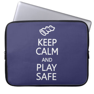 Keep Calm & Play Safe custom colour laptop sleeve