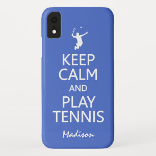Keep Calm & Play Tennis custom name & colour cases