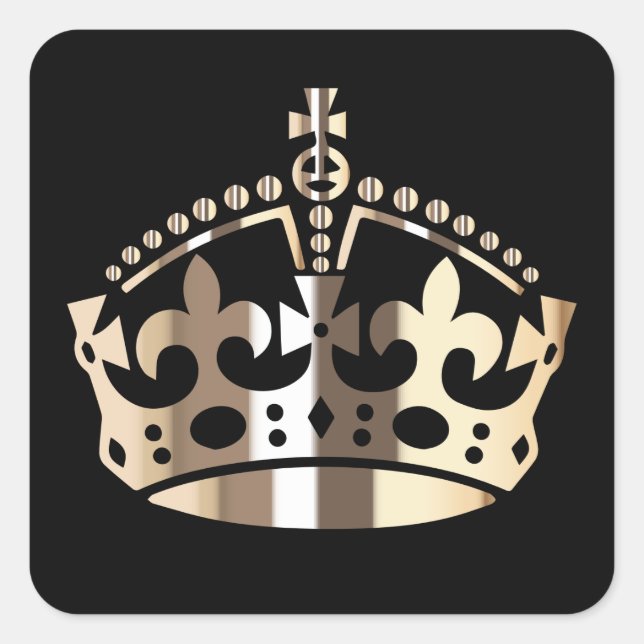 Keep Calm Polished Brass Crown - Change background Square Sticker (Front)