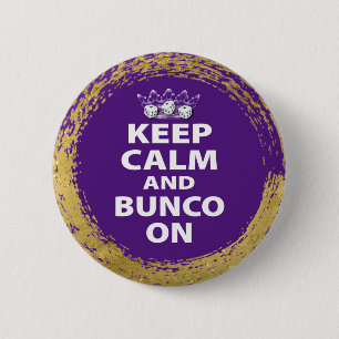 Keep Calm Purple Gold Bunco 6 Cm Round Badge