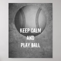 keep calm quote poster baseball grey and white