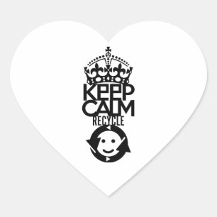 KEEP CALM RECYCLE/TEN CALMA RECICLATE BY MASANSER HEART STICKER