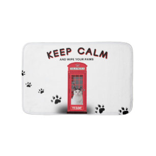 'Keep Calm' Red Phone Booth customisable Bath Mat