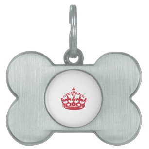 Keep calm red victory crown pet ID tag